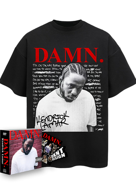 DAMN 专辑 短袖T恤 Kendrick Lamar 宽松 纯棉 重磅 美式欧美嘻哈
