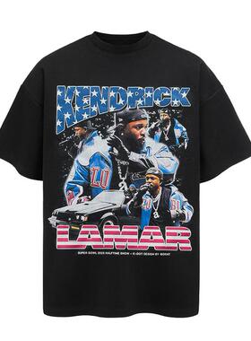 Kendrick Lamar 超级碗中场秀 Kdot 美式 短袖T恤 重磅 宽松 纯棉