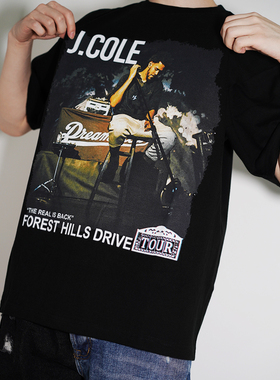 J.cole HIPHOP 专辑 封面TEE 欧美 嘻哈 说唱 短袖T恤 圆领男情侣