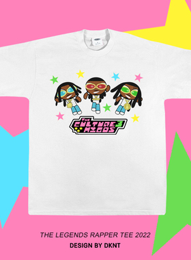 migos 飞天小警 y2k 卡通形象 印花 短袖T恤 嘻哈 宽松 Rap美式