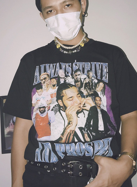 Asap Mob Asap Rocky HiphopVintage Tee欧美嘻哈说唱印花短袖男