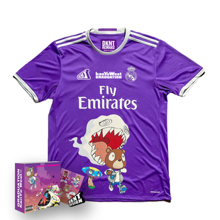 侃爷辍学熊足球衣Remake球服bootleg短袖夏季Graduation紫色男女