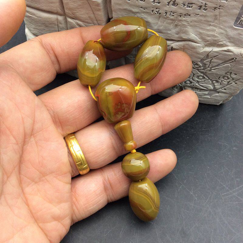 天然宣化上谷战国红玛瑙精美同料五件套七件套108佛珠配饰包邮