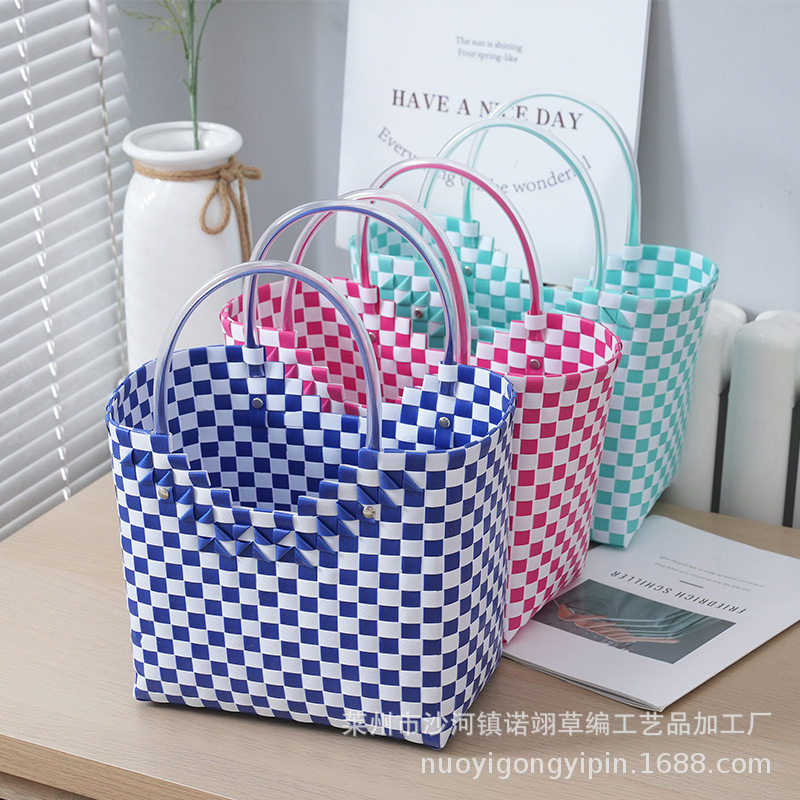 小清新PVC爱心编织手提包