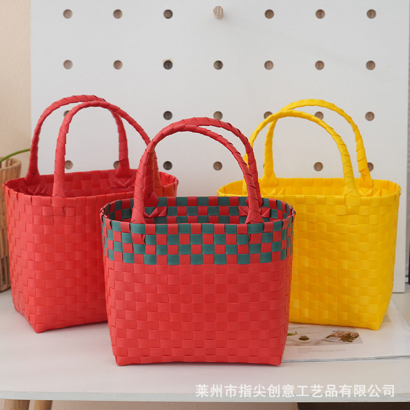 塑料手工编织菜篮手提购物篮