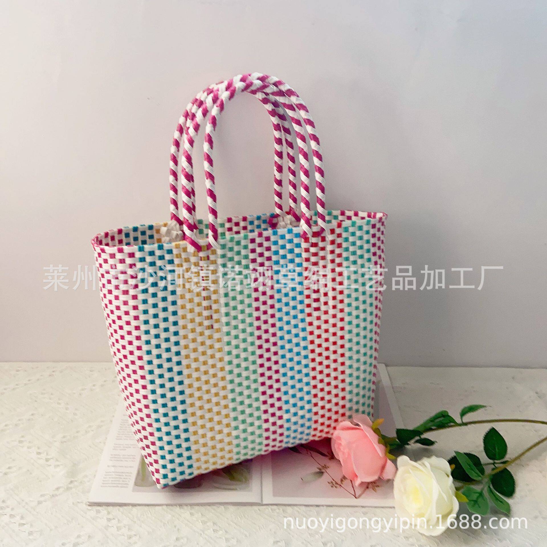 网红ins风塑料编织大容量菜篮包