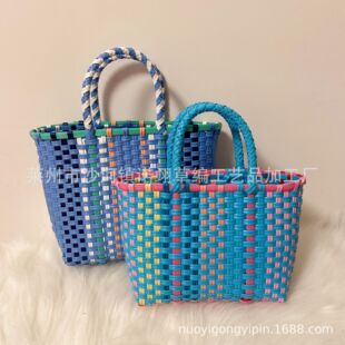 新款塑料手提包女士编织包儿童迷你小包夏季沙滩包购物包代发