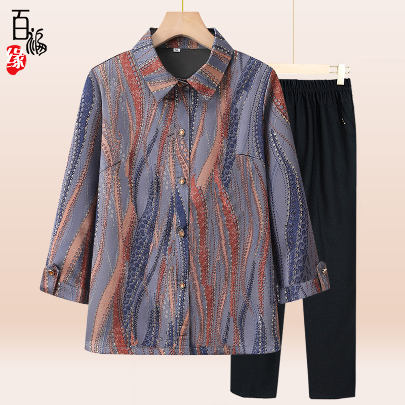 奶奶夏装衬衫衣服妈妈七分袖上衣