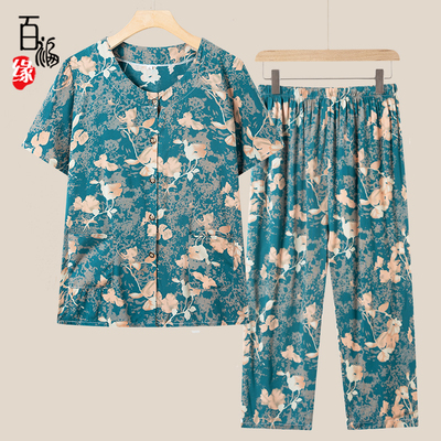 奶奶装夏装套装棉绸老年人女衬衫