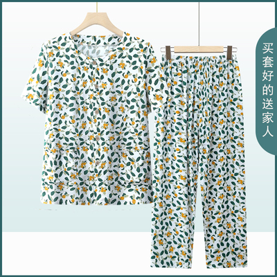 奶奶夏装棉绸套装中老年人女衬衫