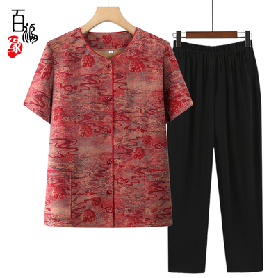 中老年人夏季新款妈妈装衬衫短袖