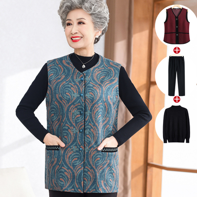 中老年人马甲薄款外套女奶奶马夹