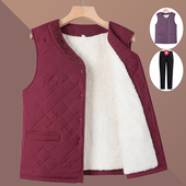 中老年人秋冬女马甲奶奶加绒加厚外套妈妈大码 保暖背心老太太棉衣