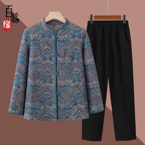 奶奶春秋长袖衬衫中老年人外套女