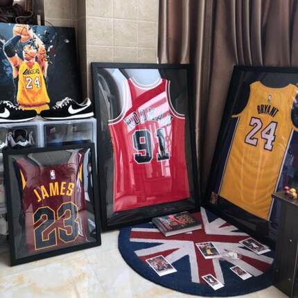 NBA球衣装裱相框实木挂墙篮球足球网球衣服T恤衣裱框纪念收藏展示
