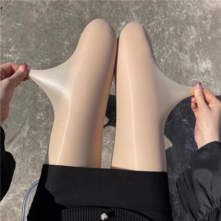 马油丝袜女薄款防勾丝油亮丝滑连裤袜春秋季面膜油光黑丝袜批发