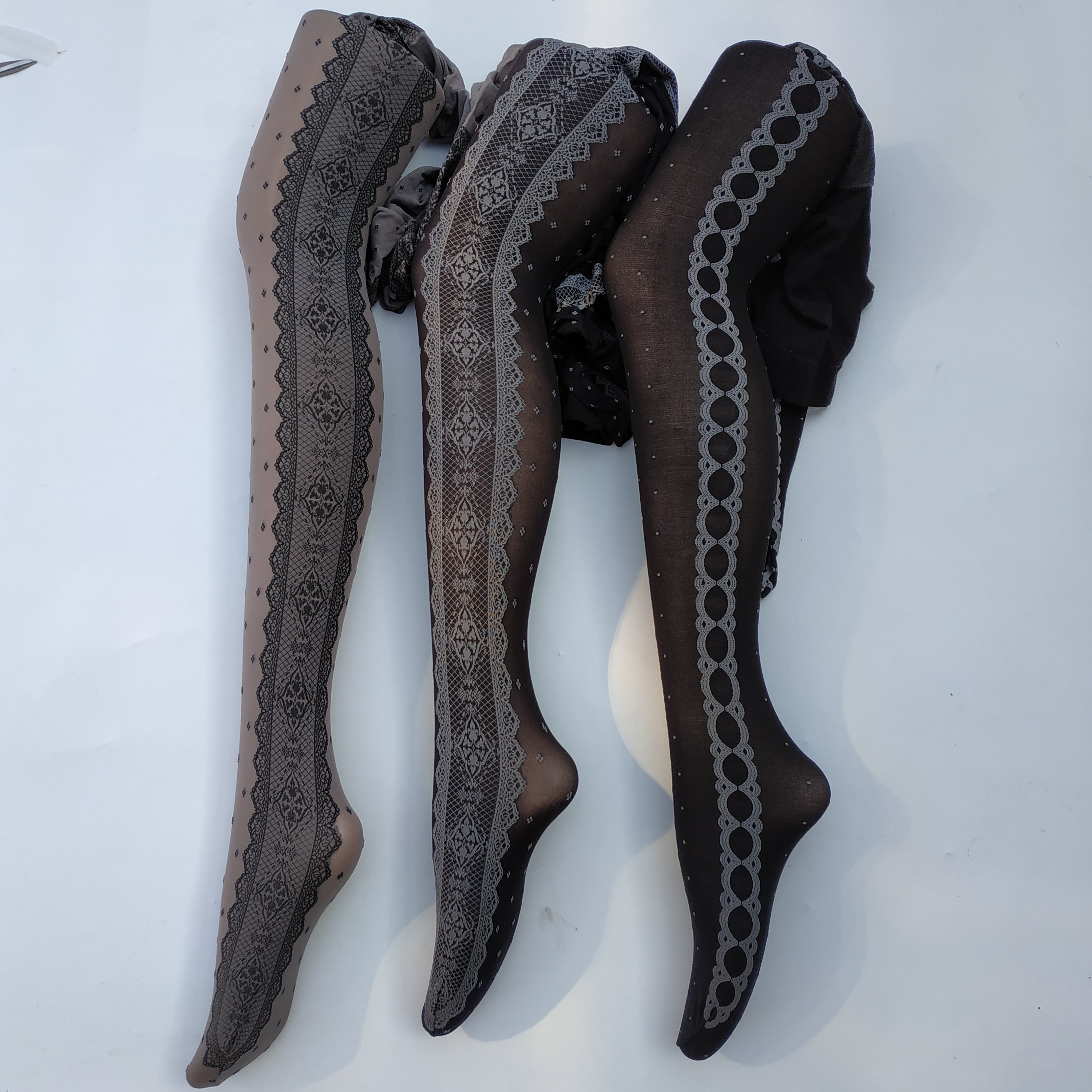 天鹅绒波点日本女打底裤袜提花纹