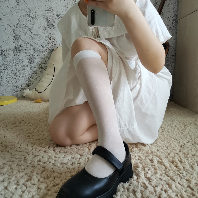 牛货日本尾单薄透肉白色提花丝袜小腿袜膝下袜女袜萝莉袜杂志同款