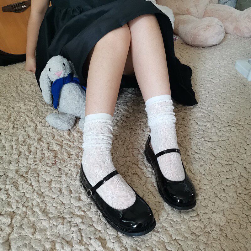 少量外贸原单薄夏天提花丝袜复古花花边丝袜短袜萝莉袜少女袜复古