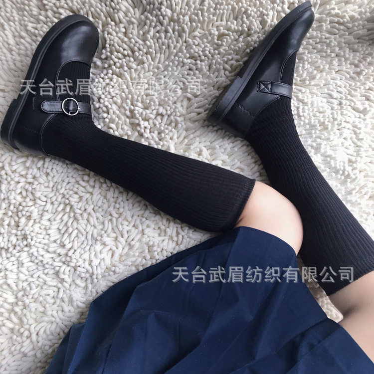 日本原单尾单棉防臭袜半截小腿袜JK制服学生长袜黑藏蓝及膝袜防臭