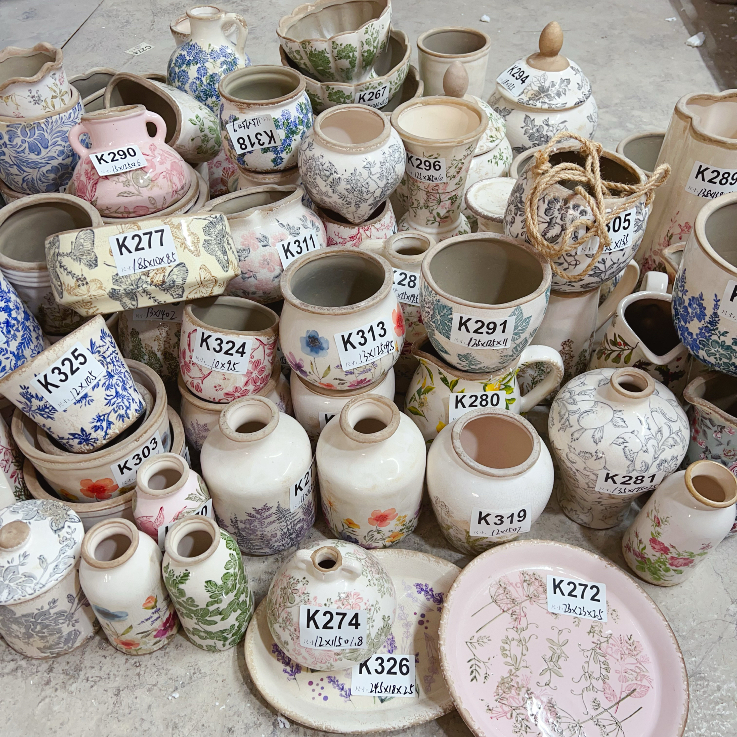 复古陶瓷冰裂纹青花国风中式蝴蝶兰花盆高颜值花瓶家居摆件装饰