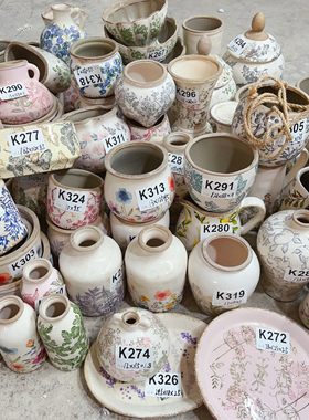 复古陶瓷冰裂纹青花国风中式蝴蝶兰花盆高颜值花瓶家居摆件装饰