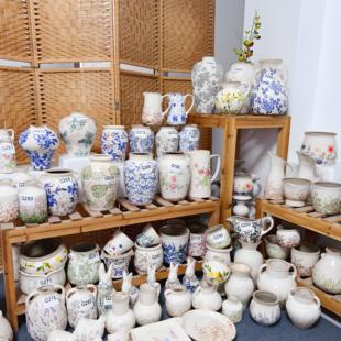 复古做旧陶瓷青花花瓶花盆花器玄关家居软装摆件三角梅种植陶器