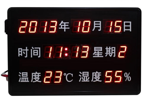 昊峰HF-335日期时间温湿度显示屏电子表 LED时钟看板带485叠加