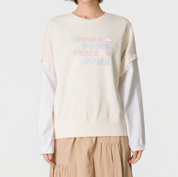 Puma彪马女假两件长袖套头卫衣