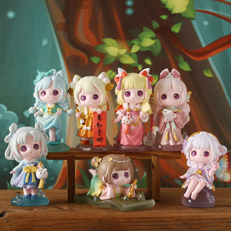 时遇春风盲盒潮玩手办 创意二次元卡通动漫公仔模型 树脂