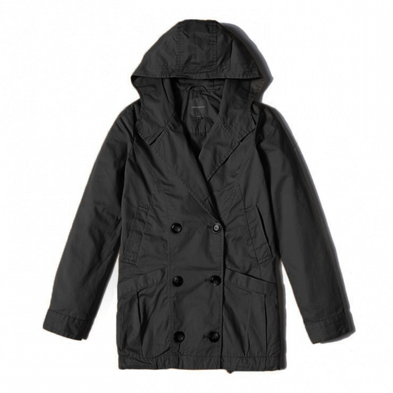 品牌库存女装连帽双排扣春秋短裤外套女生时尚潮搭修身型外穿