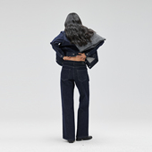 水洗丹宁中高腰长裤 女2025新款 子 复古原色直筒深蓝牛仔裤 NO93美式