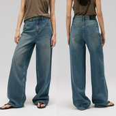 拖地裤 NO93雅痞风复古做旧牛仔裤 2025秋冬新品 宽松直筒裤 女阔腿裤