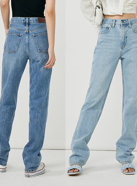 NO93复古美式牛仔裤女直筒裤高腰宽松2025秋冬新款显瘦拖地长裤子