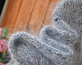 手工编织棒针厚款气质灰南非超长马海毛慵懒风宽松毛衣女外套开衫