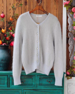 细柔高品质马海毛开衫女 日系简约文艺复古森系宽松外穿针织上衣