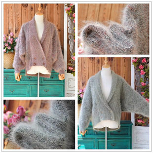 2023新品气质宽松大蝙蝠款高品质细柔长马海毛慵懒毛衣开衫厚外套