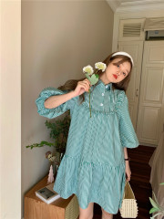 Real shot! Real price! Women's A-line skirt small fresh bubble sleeve French first love sweet shirt dress