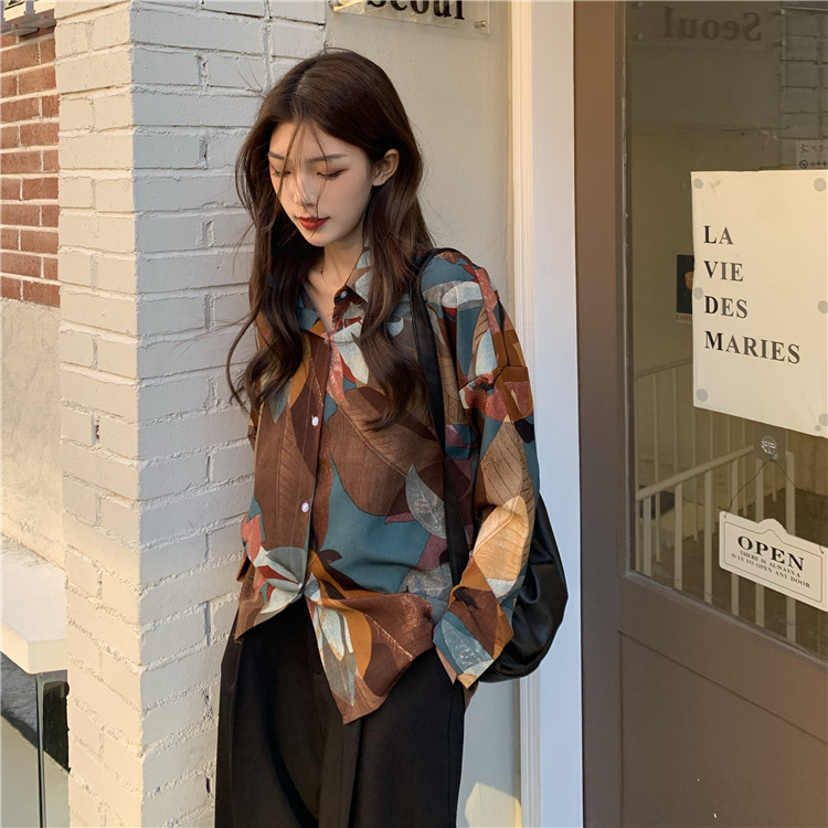 Real shot! Real price! Retro Mid long shirt women's spring long sleeve loose top