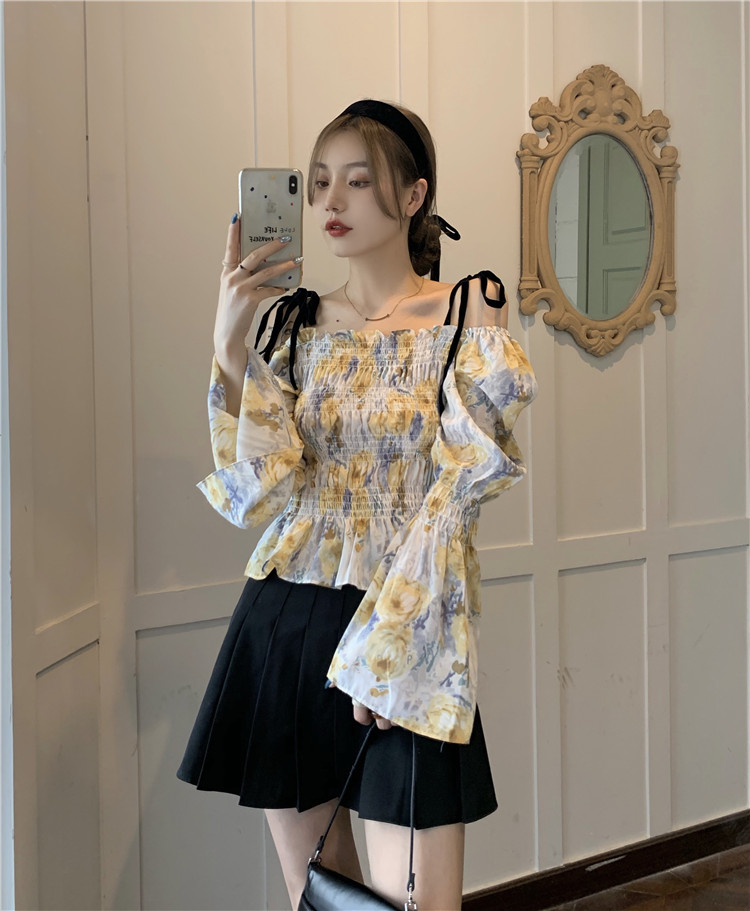 Real shot! Real price! One line off shoulder design top