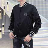 2026年新款刺绣棒球领休闲夹克钱塘3019-JK9075P155真模白色，男装夹克，电商A023