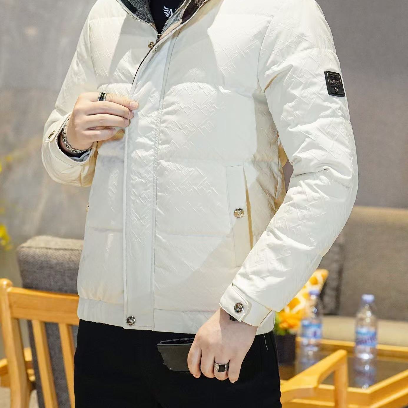 Y88663P3202025高端冬季90%白鸭绒立领提花羽绒服真模365,男装羽绒服,电商A023