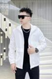 2026年新款纯色连帽休闲夹克钱塘3019-JK9069P145真模白色，男装夹克，电商A023