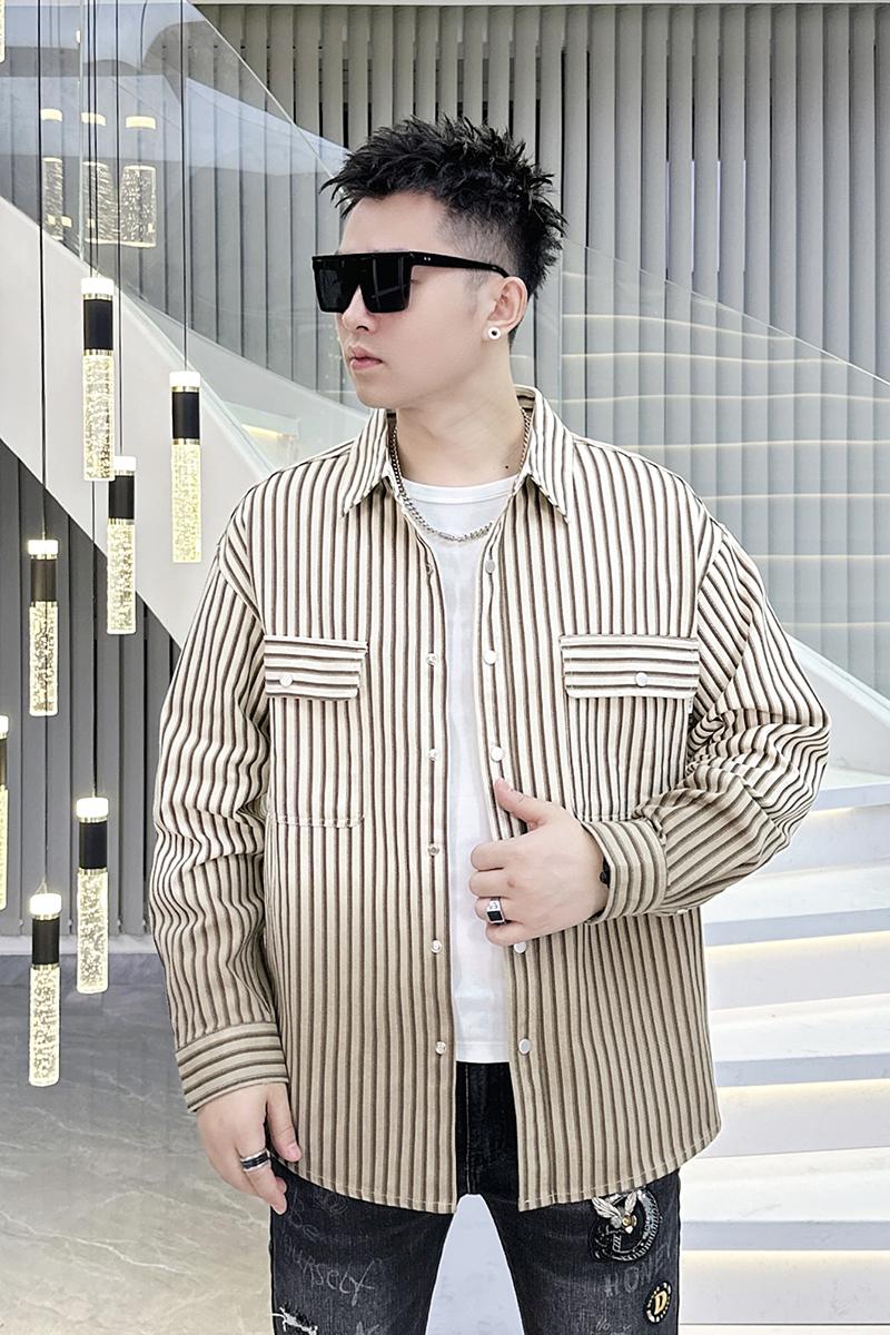 2025年新款翻领渐变色阔版棉夹克钱塘3019-JK9321P120真模咖色,男装夹克,电商A023