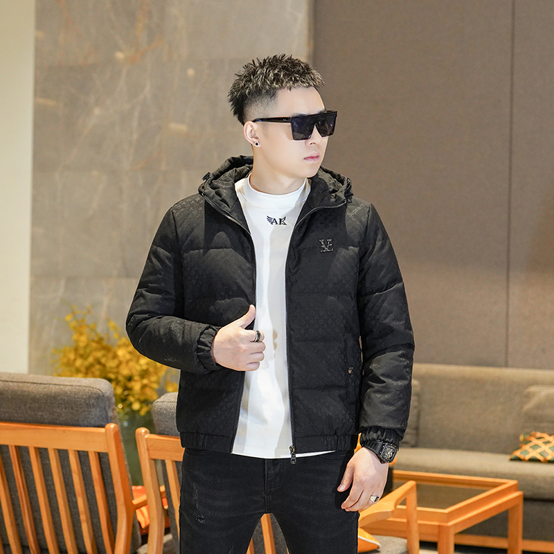 Y9882P3202025高端冬季90%白鸭绒连帽提花羽绒服真模，男装羽绒服，电商A023