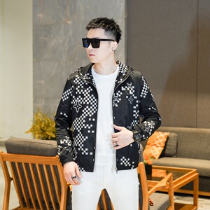 商标已注册2025年新款印花连帽休闲夹克 JK9268 P140 真模,男装夹克,电商A023