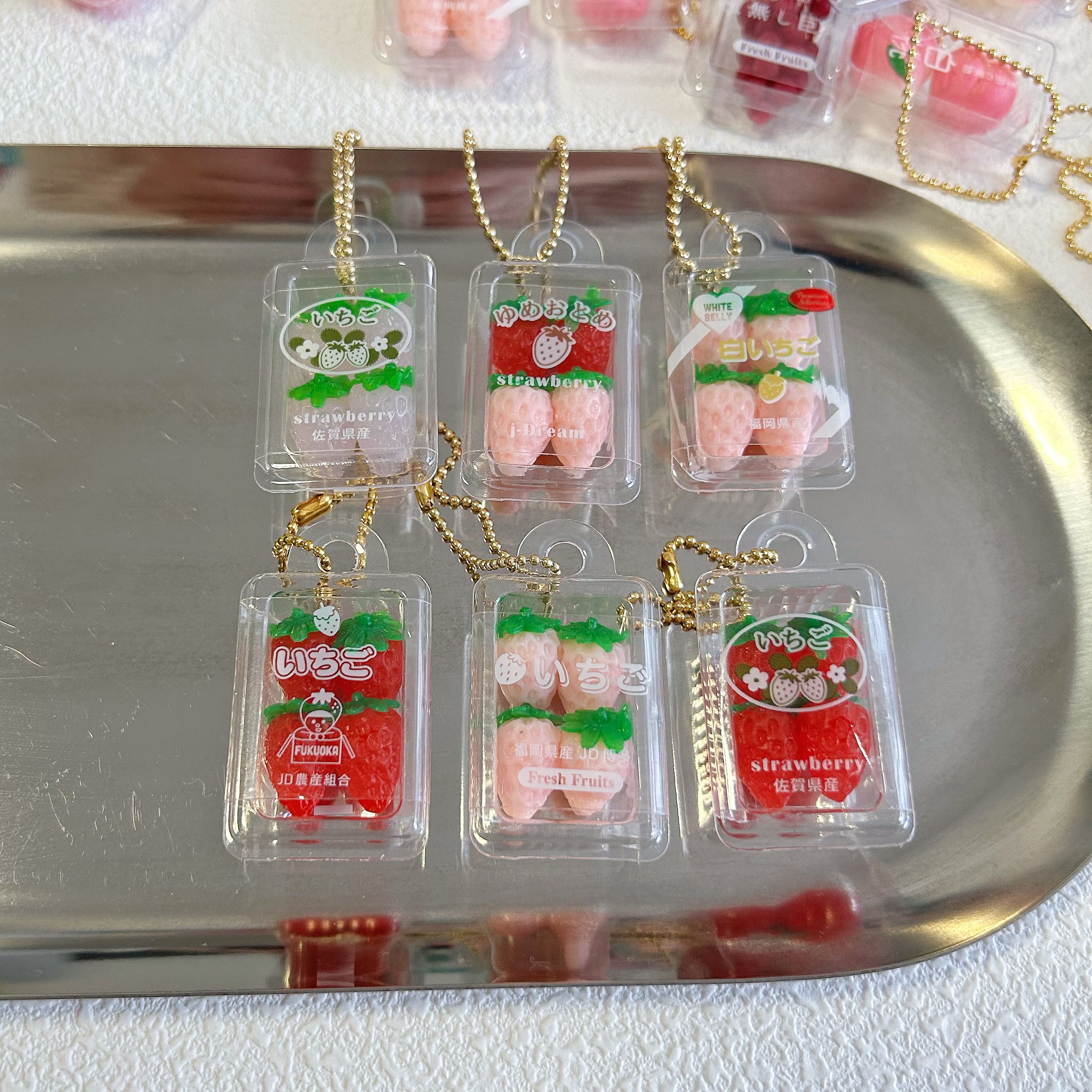 thumbnail for In stock, Japanese boxed fruit pinch strawberry peach grape soft pinch pendant simulated food play gacha bulk goods