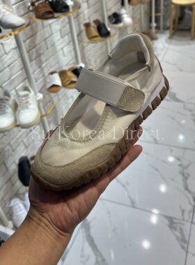 miu系玛丽珍鞋真皮拼接魔术贴