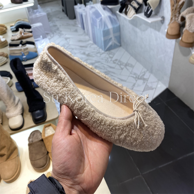 韩国羊羔绒蝴蝶结芭蕾舞鞋女小小苏冬季平底浅口豆豆鞋保暖单鞋,女鞋,浅口单鞋,淘宝优惠券,粉丝福利购,淘宝优惠卷