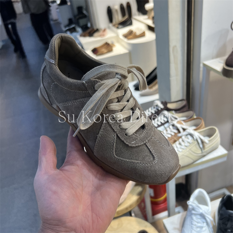 韩国复古真皮德训鞋女